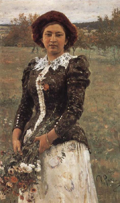 Ilya Repin Autumn Bouquet Portrait of Vera Repina,the Artist-s Daughter Germany oil painting art